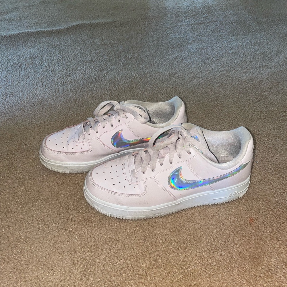 Iridescent Swoosh Nike Air Force Ones Pastel Pink